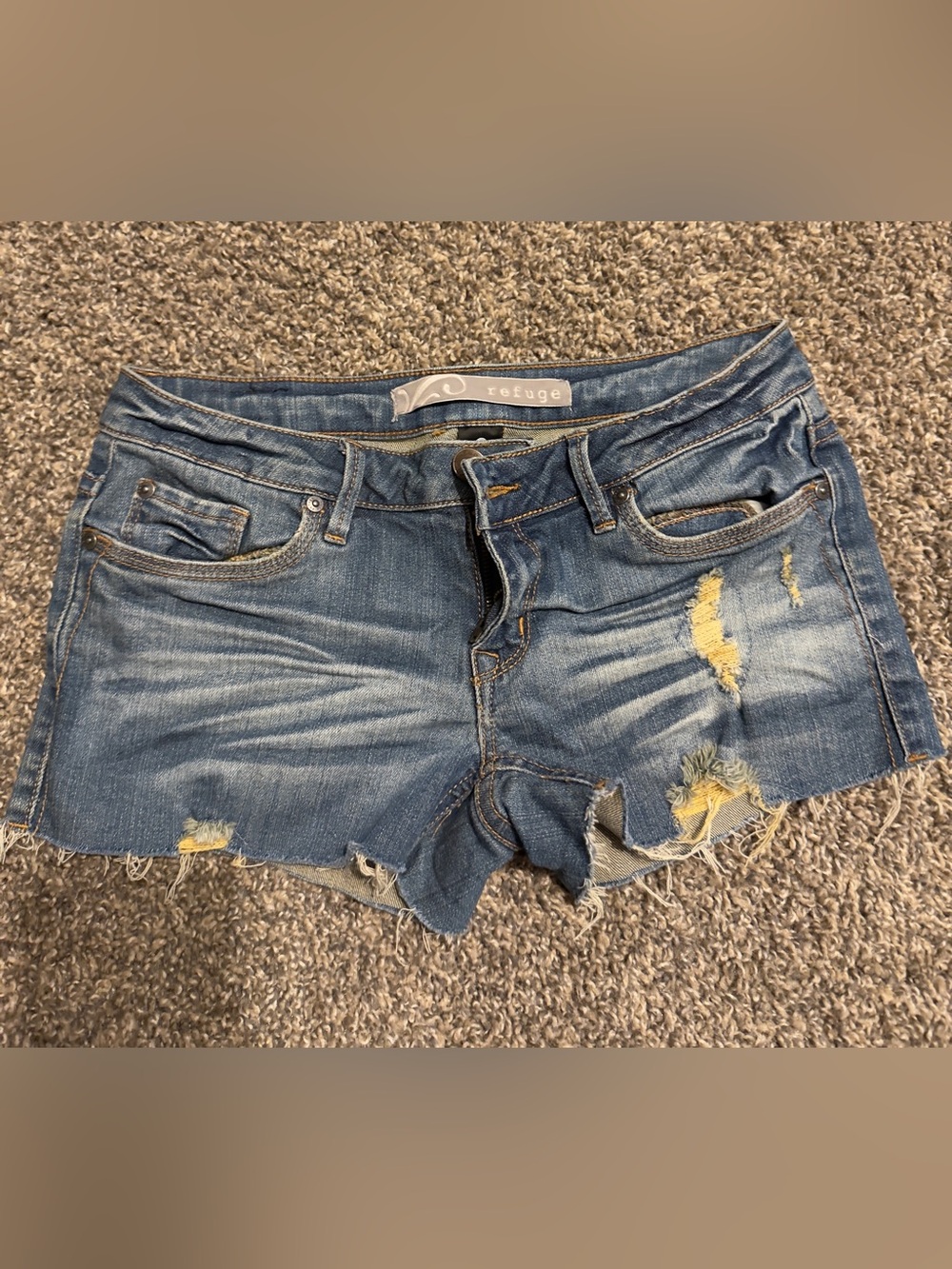refuge Blue Distressed Denim Cutoff Shorts
